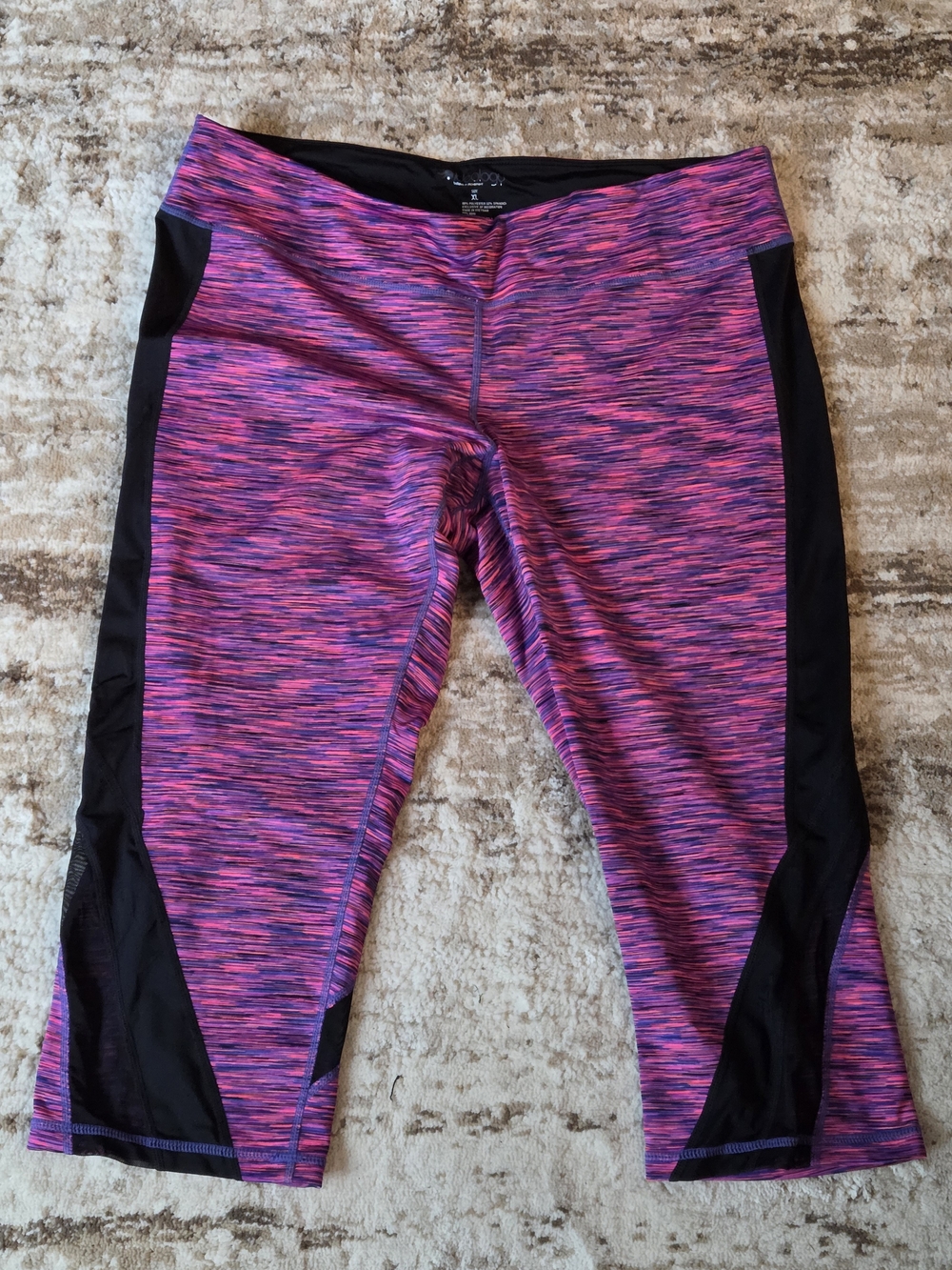 Ideology Pink Space Dye Mesh Inset Crop Leggings Size XL